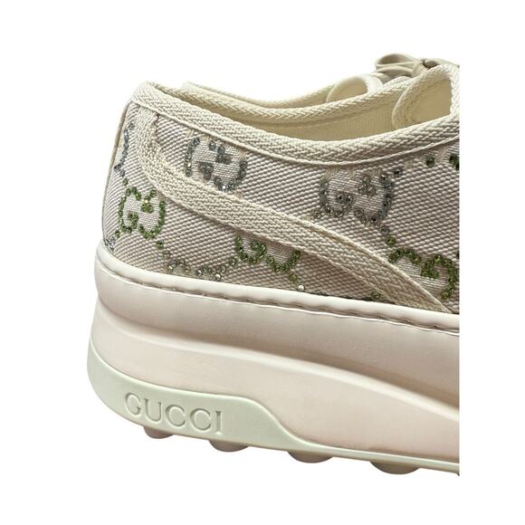Gucci Tennis 1977 Trek Platform Crystal Colorful Sneaker Low Top 38.5 Green - Picture 6 of 13